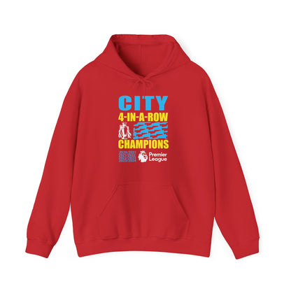 Man City's "Four in a Row" History High Quality Unisex Heavy Blend™ Hoodie