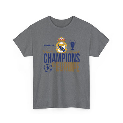 Real Madrid Champions Of Europe High Quality Printed Unisex Heavy Cotton T-Shirt