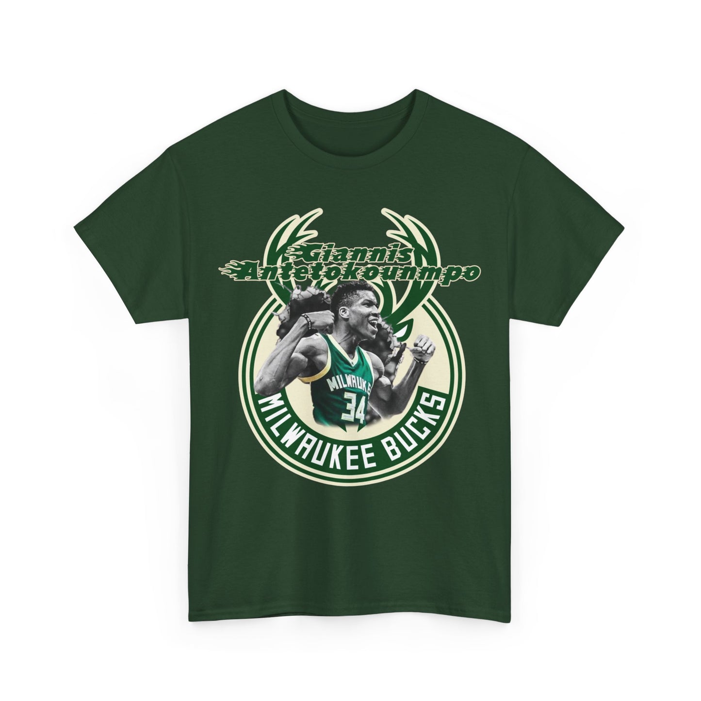 Milwaukee Bucks Giannis Antetokounmpo High Quality Printed Unisex Heavy Cotton T-Shirt