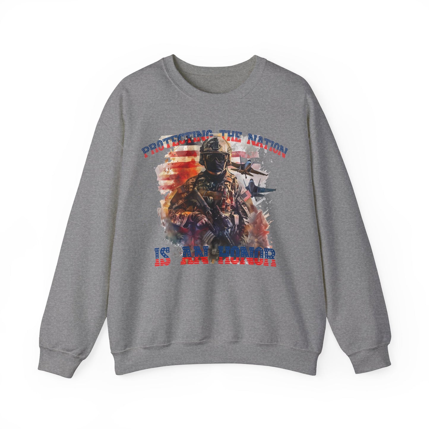 Military Personnel 'Protecting the nation is an honor' High Quality Unisex Heavy Blend™ Crewneck Sweatshirt
