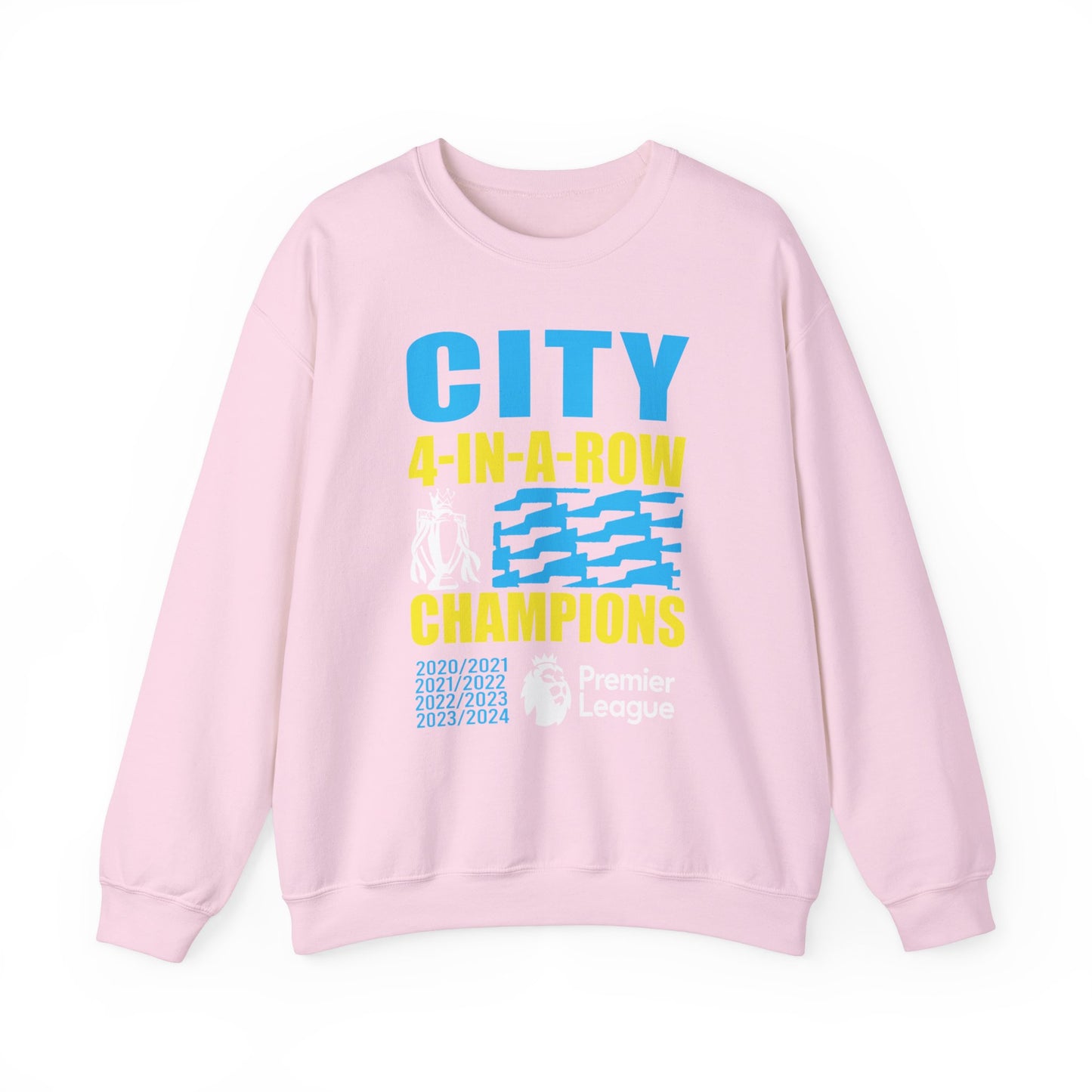 Man City's "Four in a Row" History High Quality Unisex Heavy Blend™ Crewneck Sweatshirt