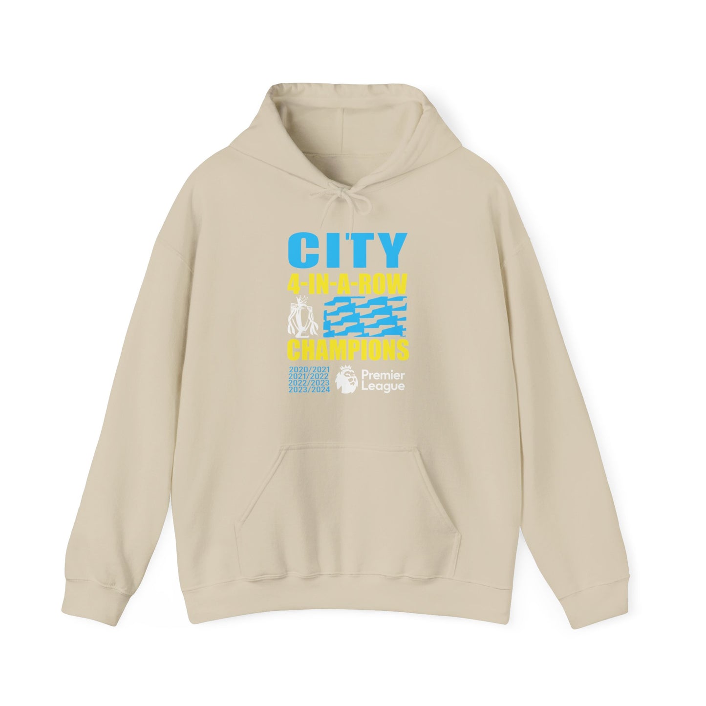 Man City's "Four in a Row" History High Quality Unisex Heavy Blend™ Hoodie