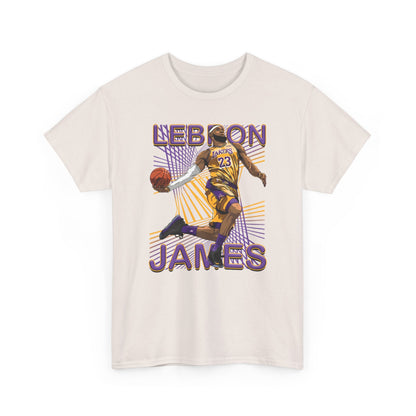Los Angeles Lakers LeBron James In Action High Quality Printed Unisex Heavy Cotton T-Shirt