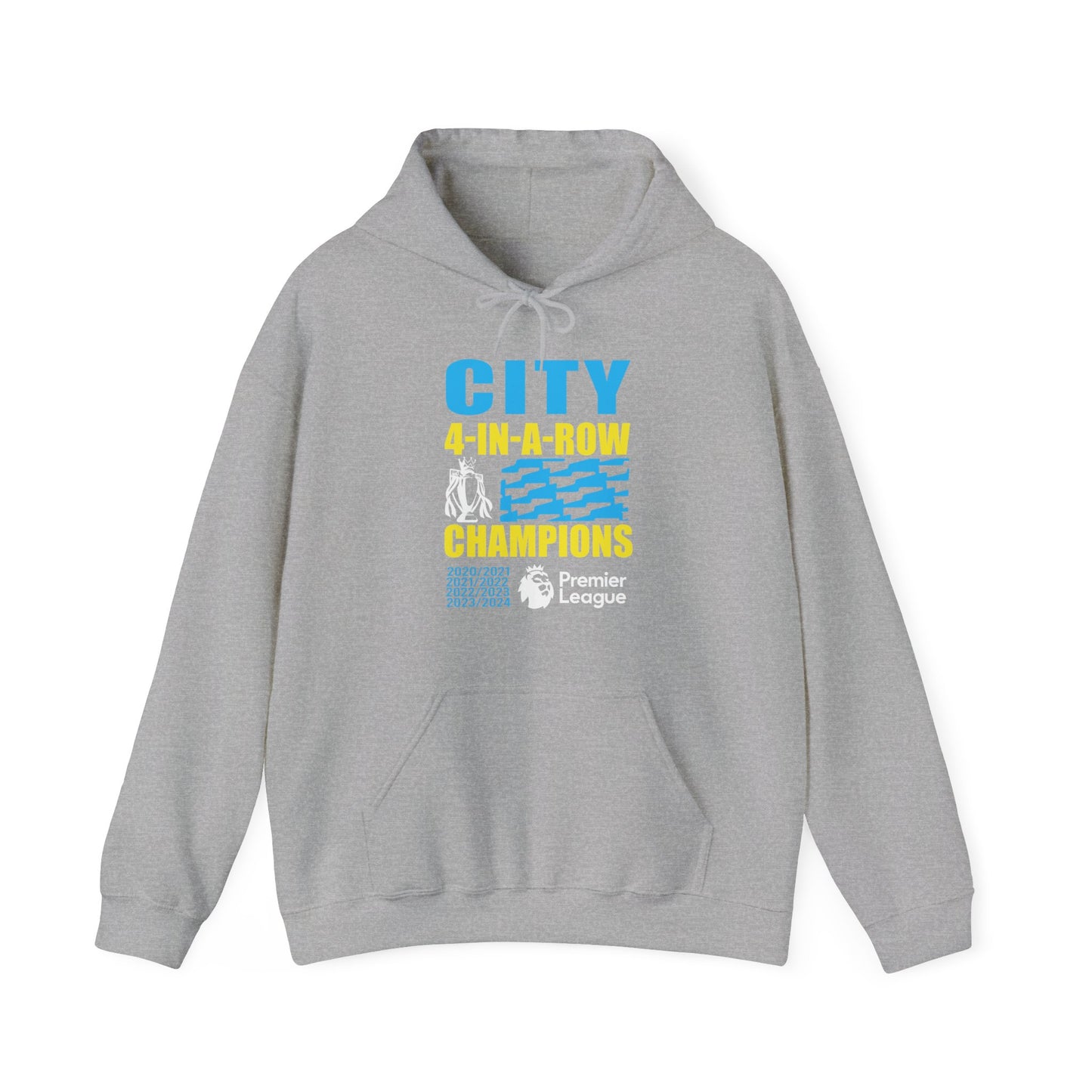 Man City's "Four in a Row" History High Quality Unisex Heavy Blend™ Hoodie