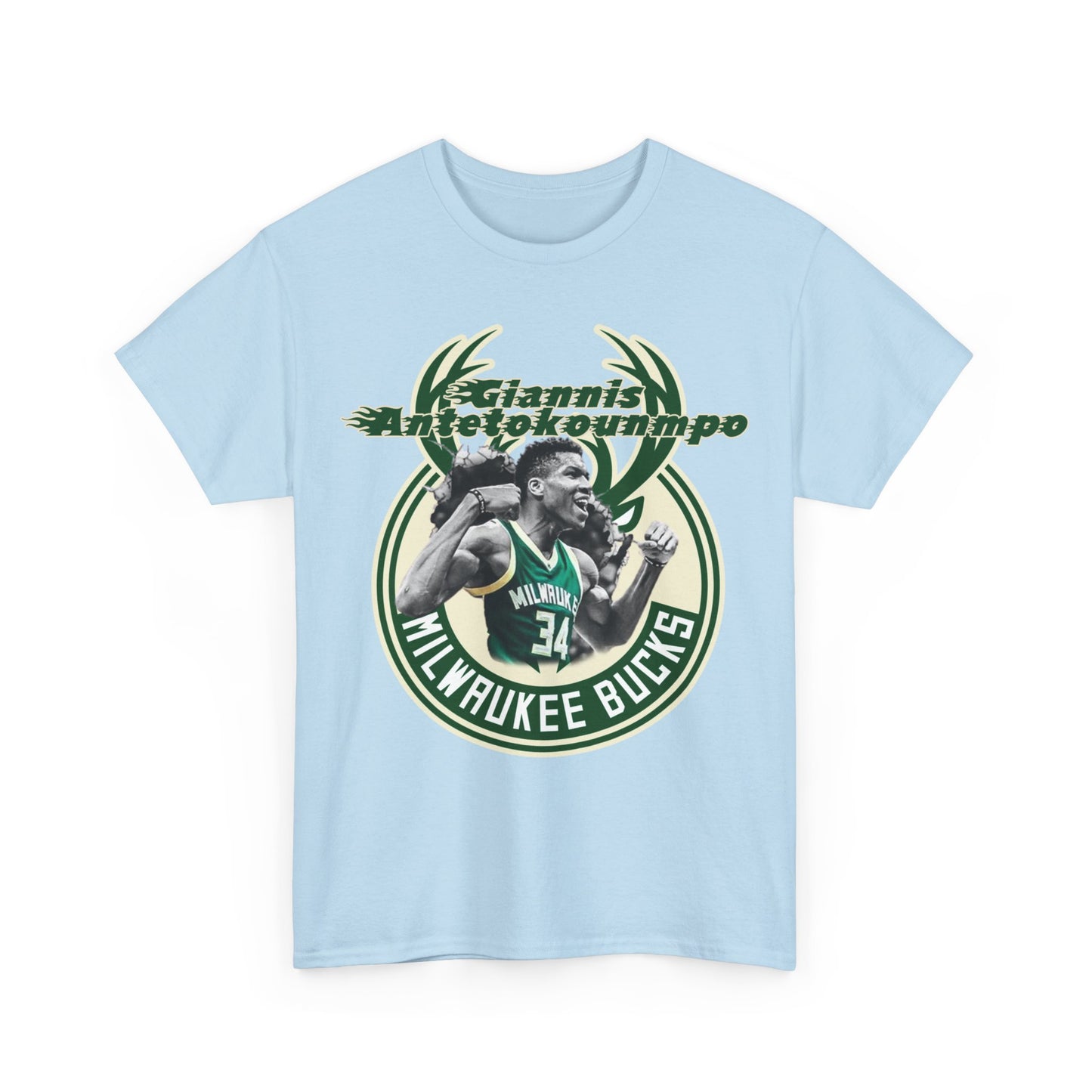 Milwaukee Bucks Giannis Antetokounmpo High Quality Printed Unisex Heavy Cotton T-Shirt