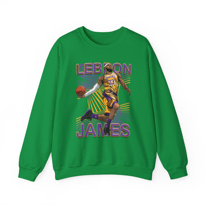 Los Angeles Lakers LeBron James In Action High Quality Unisex Heavy Blend™ Crewneck Sweatshirt