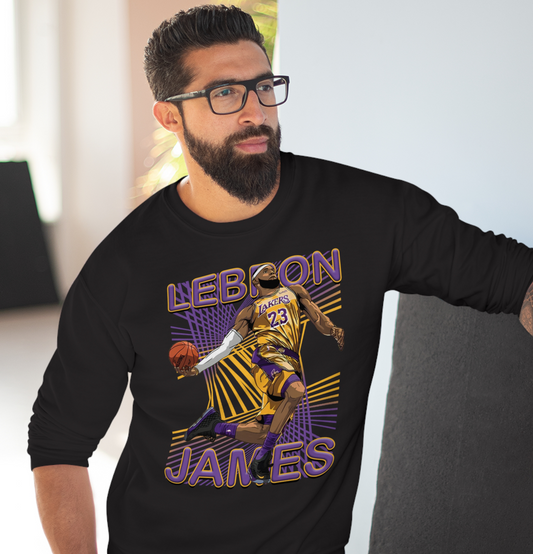 Los Angeles Lakers LeBron James In Action High Quality Unisex Heavy Blend™ Crewneck Sweatshirt