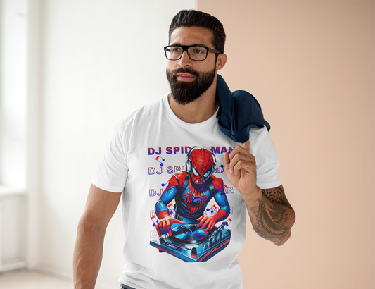 Funny DJ Spider Man High Quality Metallica Printed Unisex Heavy Cotton T-shirt