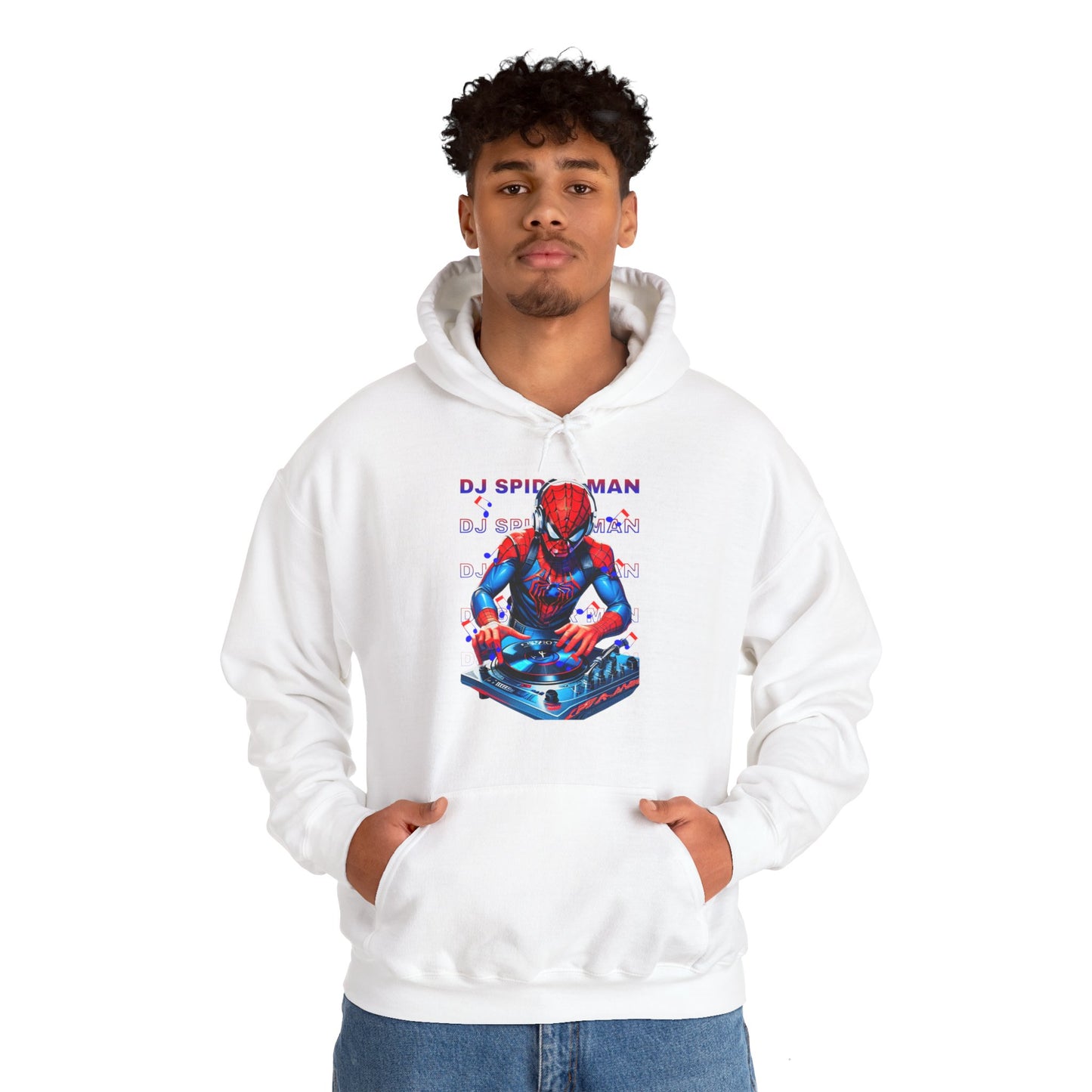 Funny DJ Spider Man High Quality Cleveland Cavaliers Unisex Heavy Blend™ Hoodie