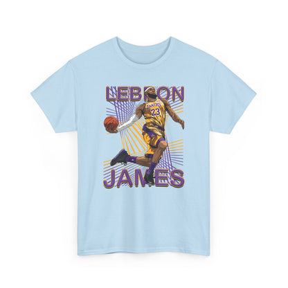 Los Angeles Lakers LeBron James In Action High Quality Printed Unisex Heavy Cotton T-Shirt