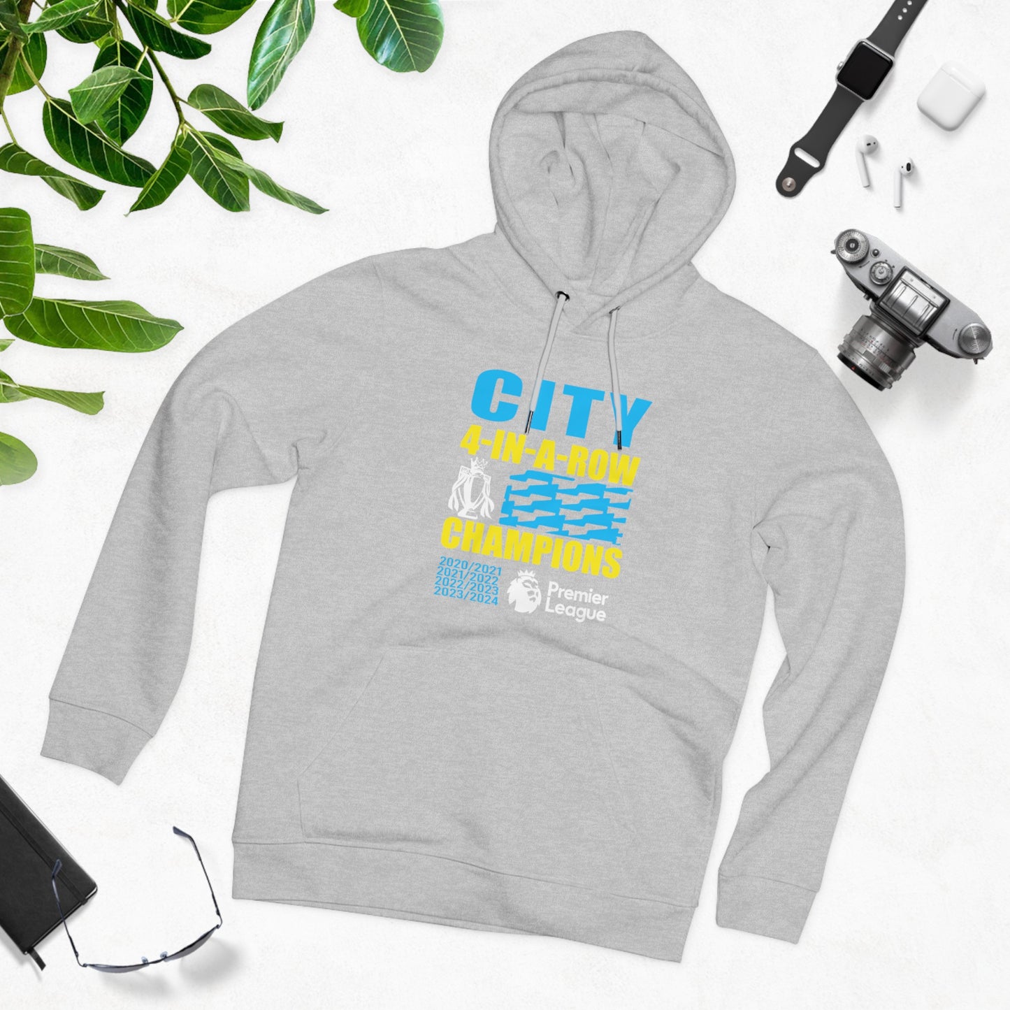 Man City's "Four in a Row" History High Quality Unisex Heavy Blend™ Hoodie