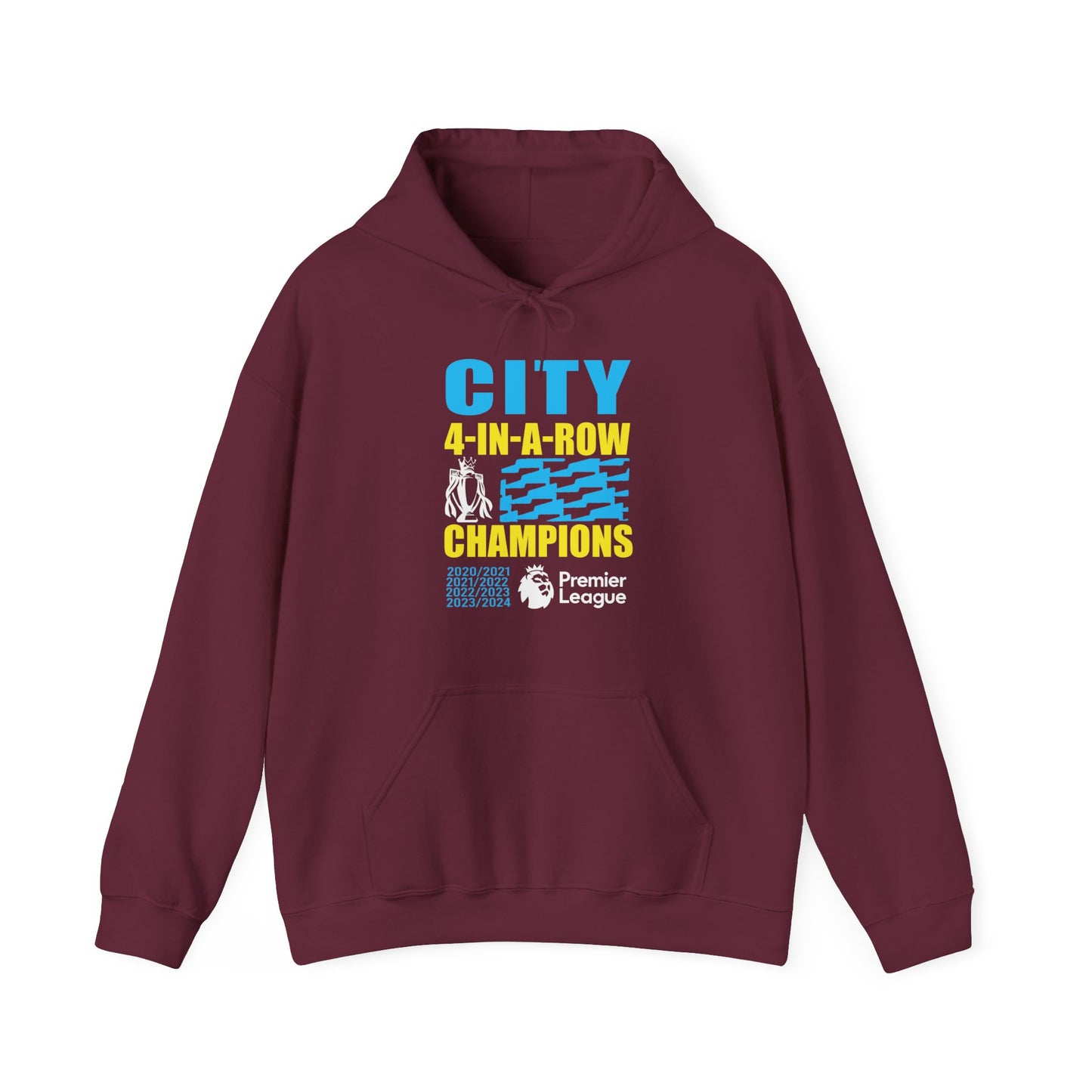 Man City's "Four in a Row" History High Quality Unisex Heavy Blend™ Hoodie