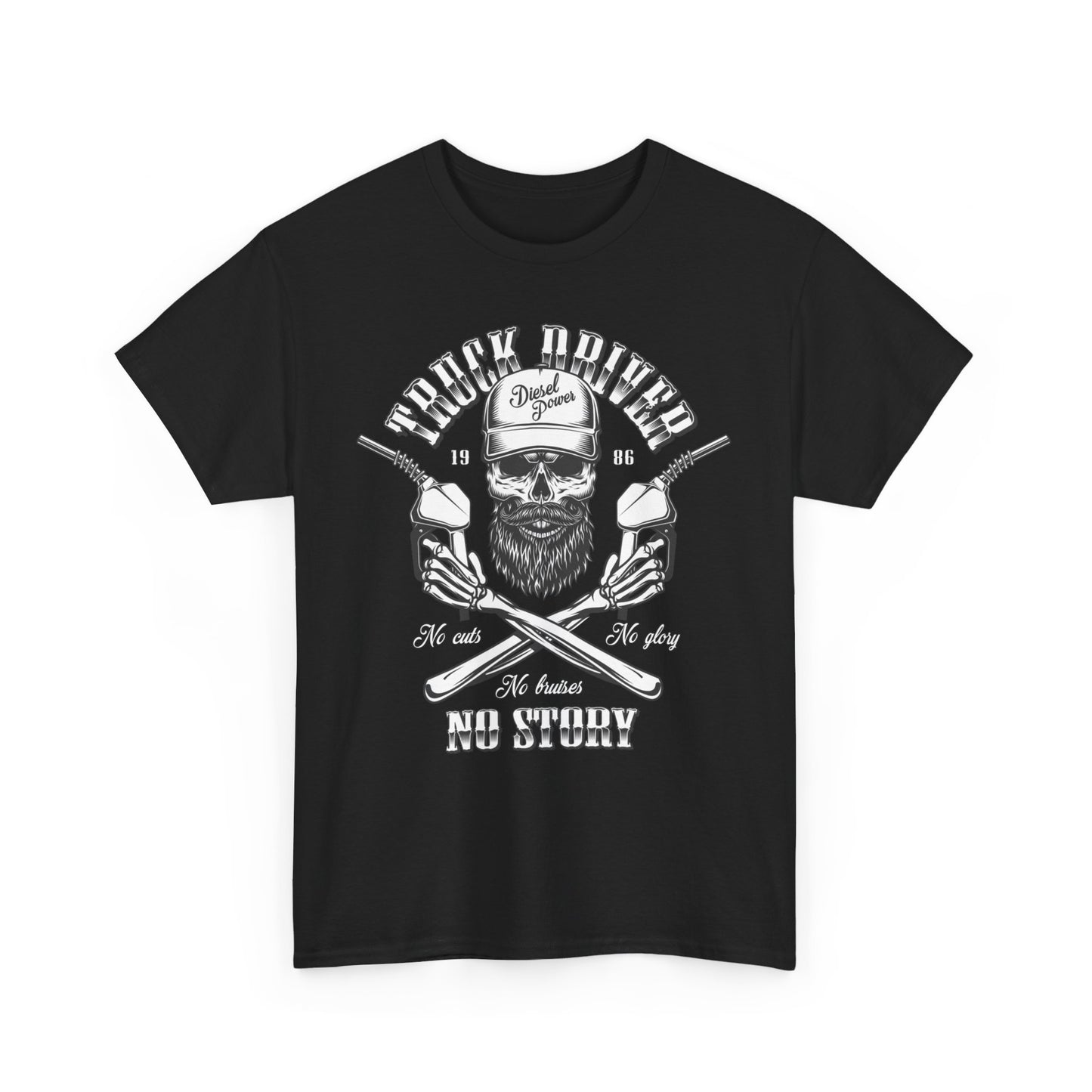 Truck Driver No Cuts No Glory High Quality Printed Unisex Heavy Cotton T-shirt