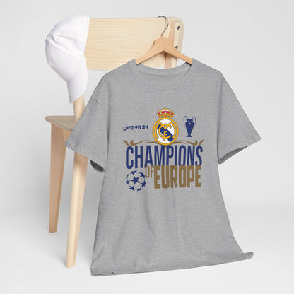 Real Madrid Champions Of Europe High Quality Printed Unisex Heavy Cotton T-Shirt