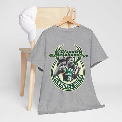 Milwaukee Bucks Giannis Antetokounmpo High Quality Printed Unisex Heavy Cotton T-Shirt