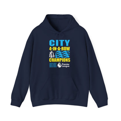 Man City's "Four in a Row" History High Quality Unisex Heavy Blend™ Hoodie