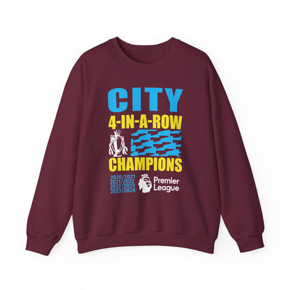 Man City's "Four in a Row" History High Quality Unisex Heavy Blend™ Crewneck Sweatshirt