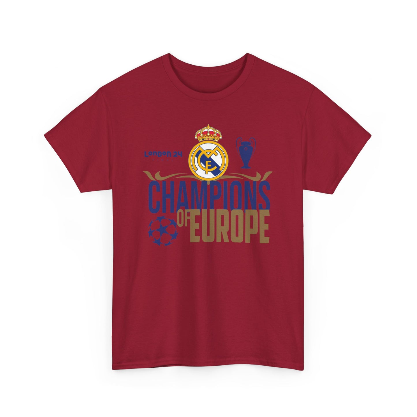 Real Madrid Champions Of Europe High Quality Printed Unisex Heavy Cotton T-Shirt