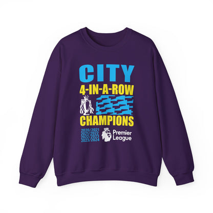 Man City's "Four in a Row" History High Quality Unisex Heavy Blend™ Crewneck Sweatshirt