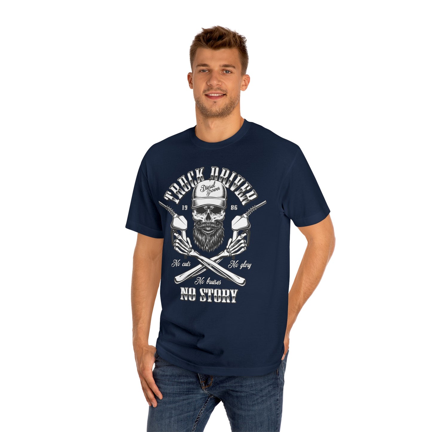 Truck Driver No Cuts No Glory High Quality Printed Unisex Heavy Cotton T-shirt